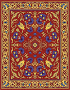 Crimson Red Floral Medallion Rug