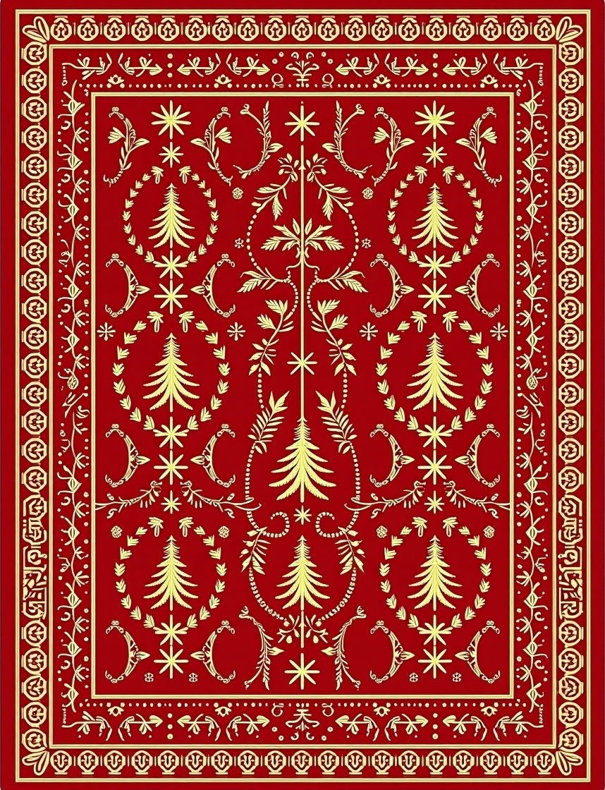 Crimson And Gold Tree Medallion Rug