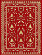 Crimson And Gold Tree Medallion Rug