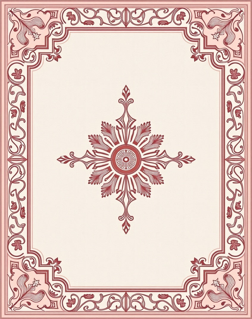 Crimson Floral Border Medallion Rug