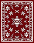 Crimson White Floral Snowflake Medallion Rug