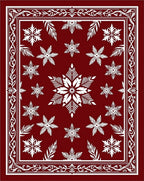 Crimson White Floral Snowflake Medallion Rug