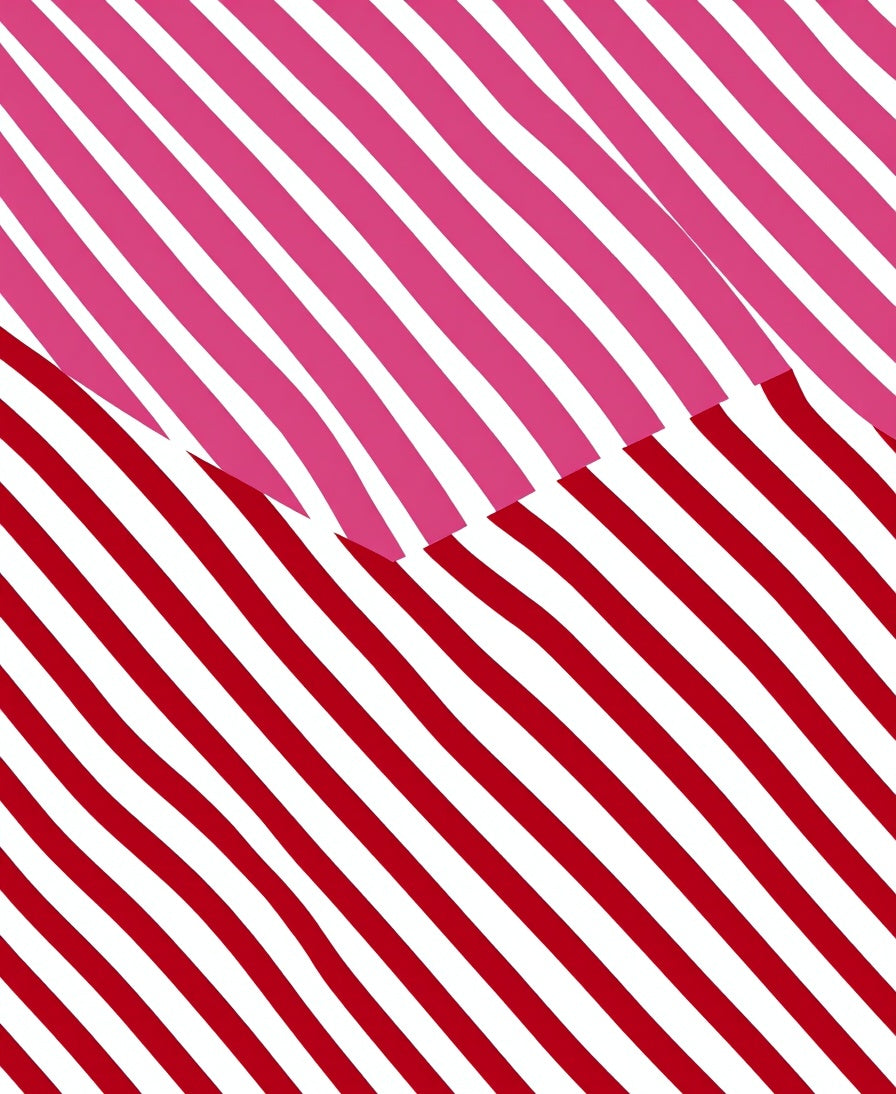 Charming Red Pink Stripe Composition Rug