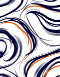 Chic Navy Orange Swirl Abstract Rug
