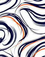 Chic Navy Orange Swirl Abstract Rug