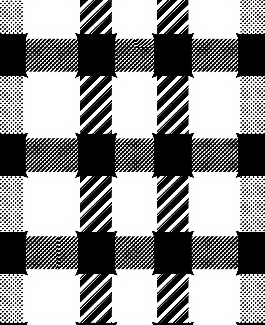 Black White Buffalo Plaid Squares Rug