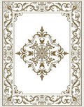 Ornate Golden Floral Medallion Frame Rug