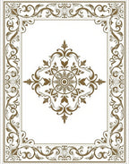 Ornate Golden Floral Medallion Frame Rug