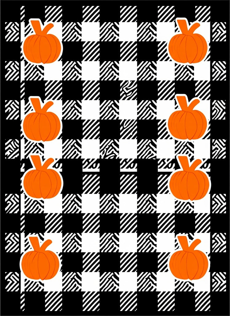 Orange Pumpkin Buffalo Check Rug