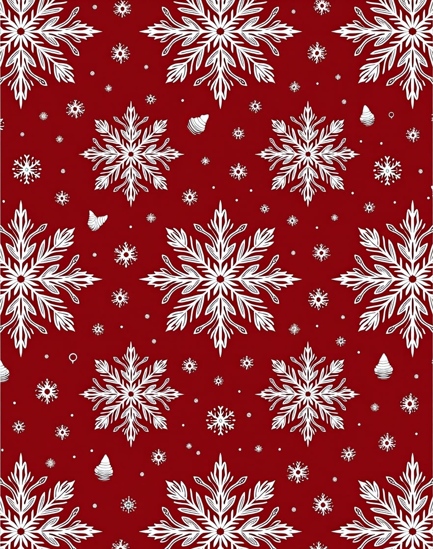 Warm Red White Snowflake Medley Rug