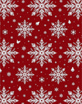Warm Red White Snowflake Medley Rug