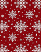 Warm Red White Snowflake Medley Rug