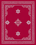 Crimson White Floral Mandala Border Rug