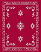 Crimson White Floral Mandala Border Rug