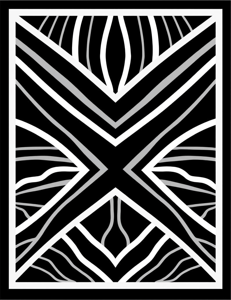 Bold Black White Geometric Abstract Rug