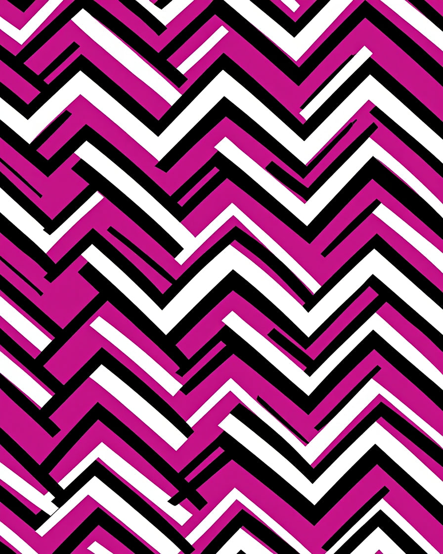 Vibrant Magenta Geometric Chevron Rug