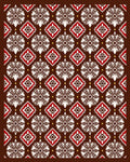 Rich Brown Red Floral Medallion Diamond Rug