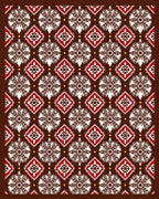 Rich Brown Red Floral Medallion Diamond Rug