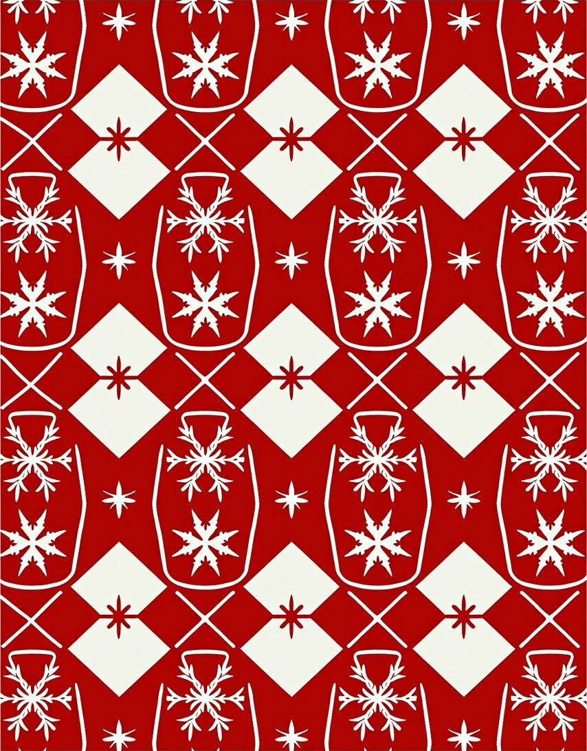 Radiant Red Snowflake Diamond Harmony Rug