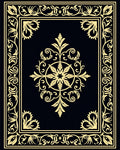 Golden Black Ornate Scrollwork Medallion Rug