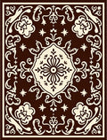 Rich Brown Ivory Medallion Floral Scroll Rug