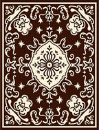 Rich Brown Ivory Medallion Floral Scroll Rug