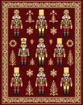 Festive Red Golden Nutcracker Grid Rug