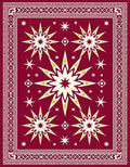Crimson Starburst Geometric Border Rug