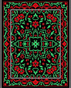 Crimson Green Floral Lattice Rug