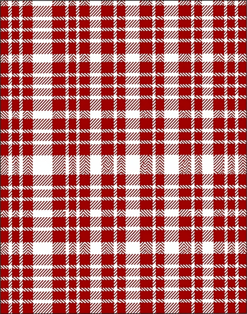 Classic Red White Tartan Check Rug