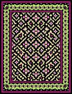 Vibrant Pink Black Floral Medallion Rug