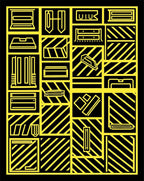 Bold Yellow Geometric Construction Icons Rug