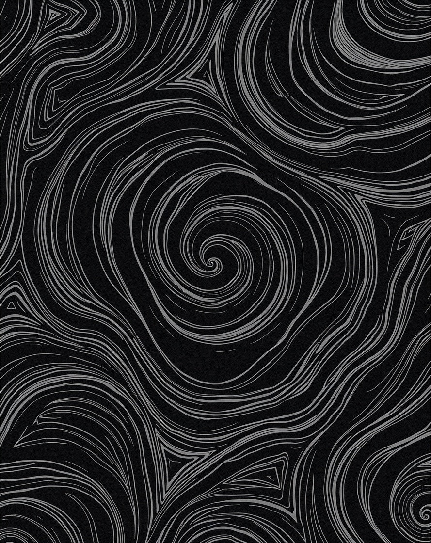 Minimalist Black Swirl Abstract Rug