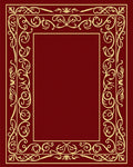 Ornate Gold Crimson Scroll Border Rug