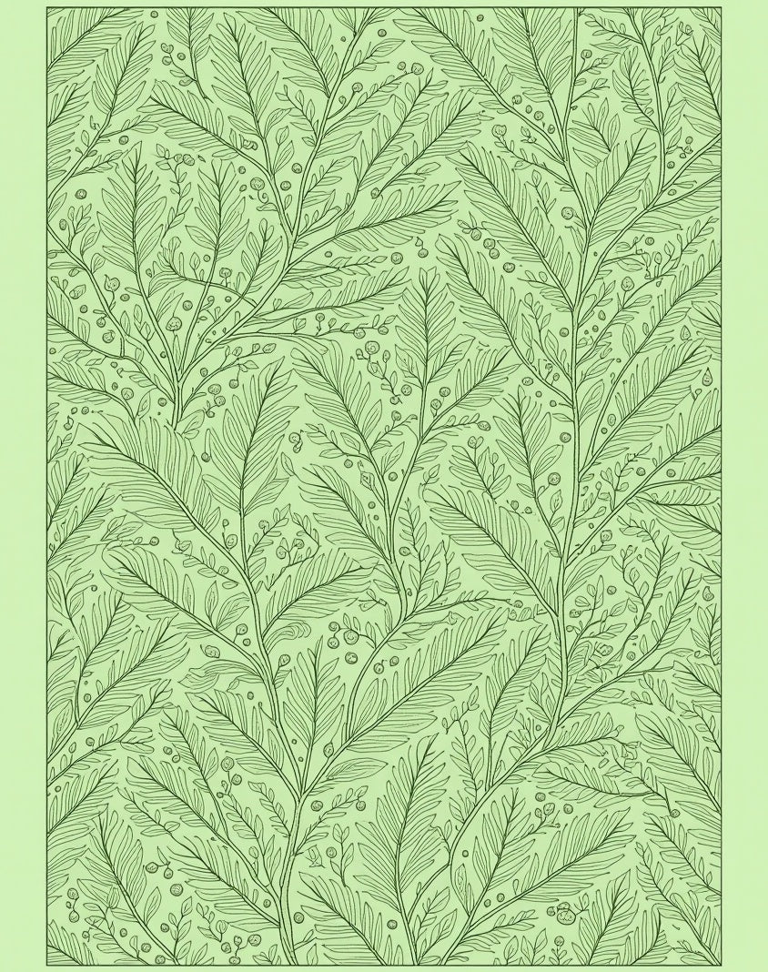 Verdant Green Botanical Vine Rug