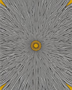 Abstract Gold Sunburst Black White Lines Rug
