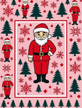 Festive Red Santa Claus Snowflakes Trees Rug