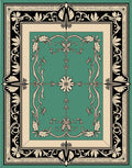 Ornate Teal Floral Scrollwork Rug