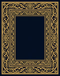 Golden Intertwined Scrollwork Border Rug