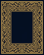 Golden Intertwined Scrollwork Border Rug