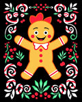 Cheerful Gingerbread Man Holiday Frame Rug