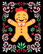 Cheerful Gingerbread Man Holiday Frame Rug