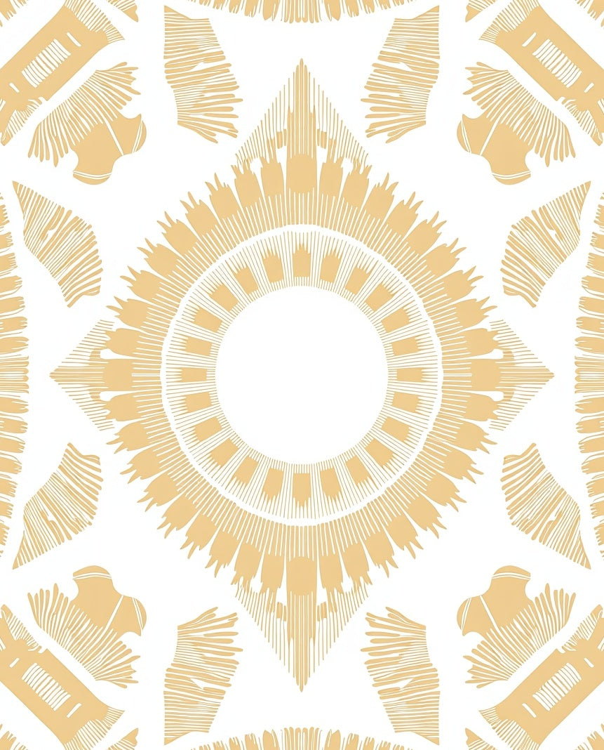 Golden Sunburst Radial Medallion Rug