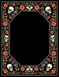 Ornate Skulls Floral Border Rug