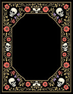 Ornate Skulls Floral Border Rug