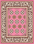 Pink Floral Medallion Frame Rug