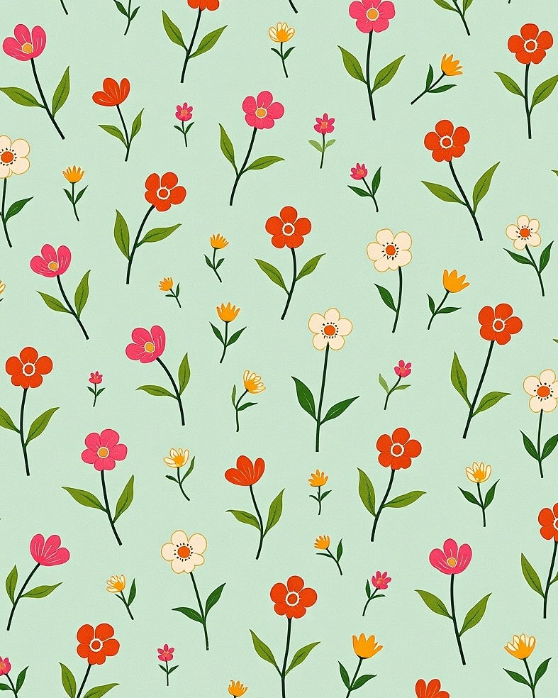 Whimsical Floral Sprigs Field Rug