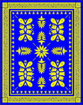 Bold Blue Yellow Floral Medallion Rug