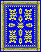 Bold Blue Yellow Floral Medallion Rug