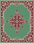 Deep Red Ivory Floral Border Rug